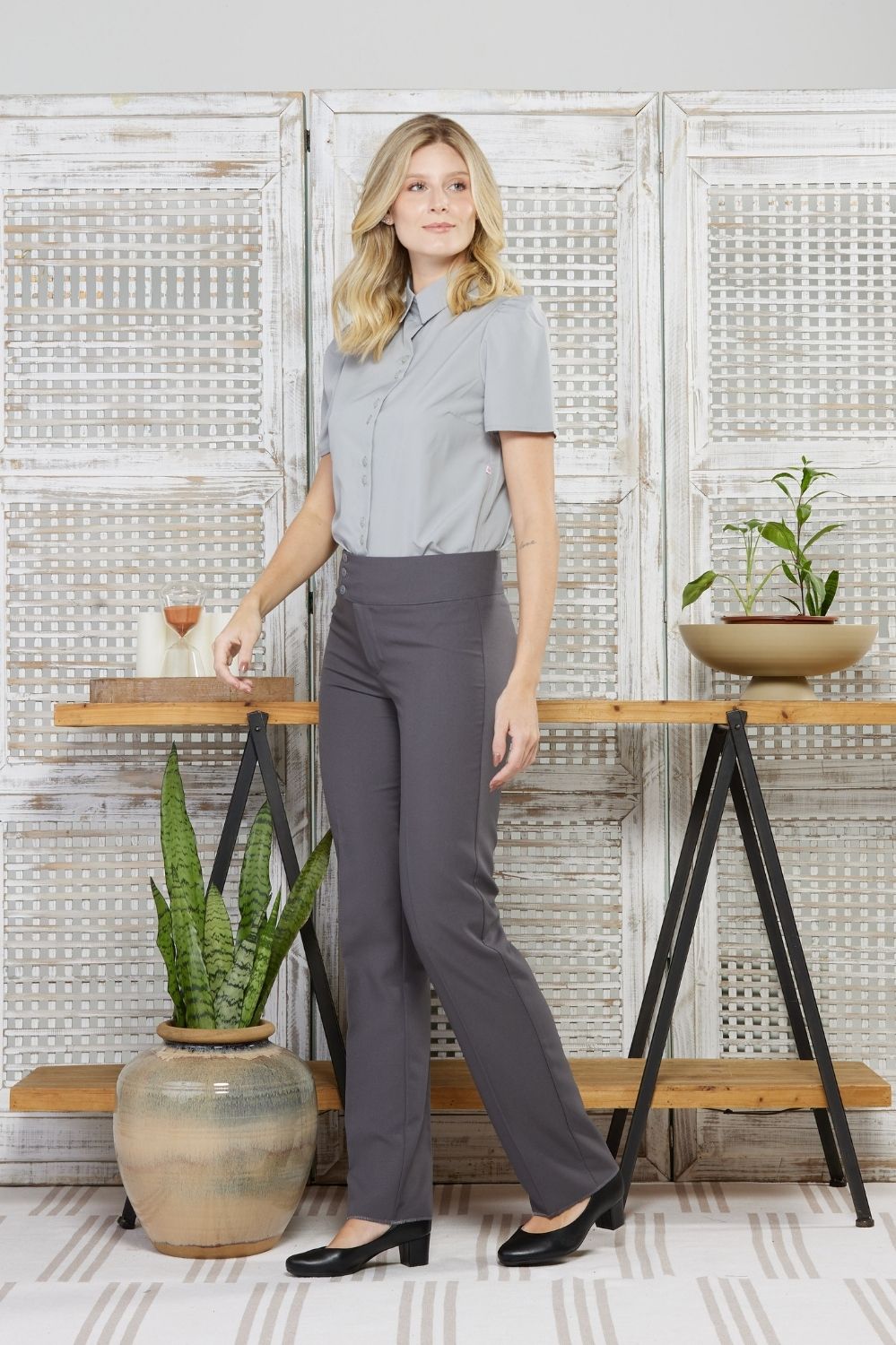 CALÇA SOCIAL FEM COS MILANO-CINZA MESCLA 9219