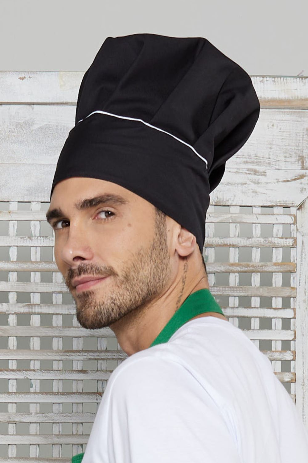 TOQUE C/VELCRO GABARDINE CORES-PRETO/BRANCO