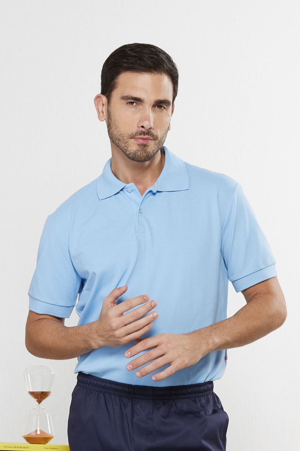 CAMISA POLO MASC PIQUET MC CORES-AZUL ESCOLA 1393