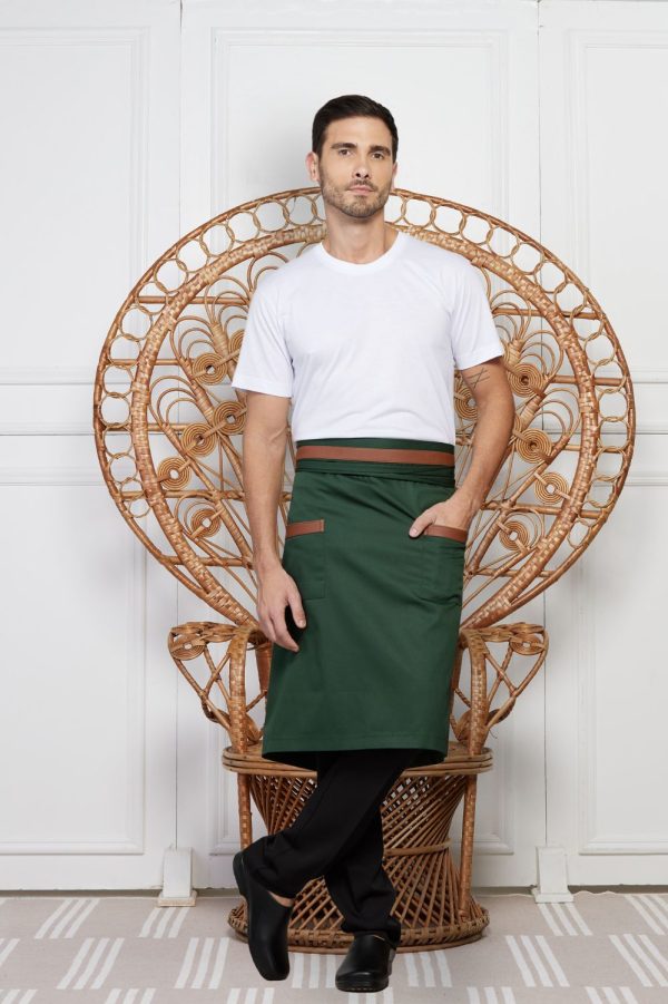 AVENTAL GARÇOM MINI BRIM MISTO C/COURO-VERDE 609