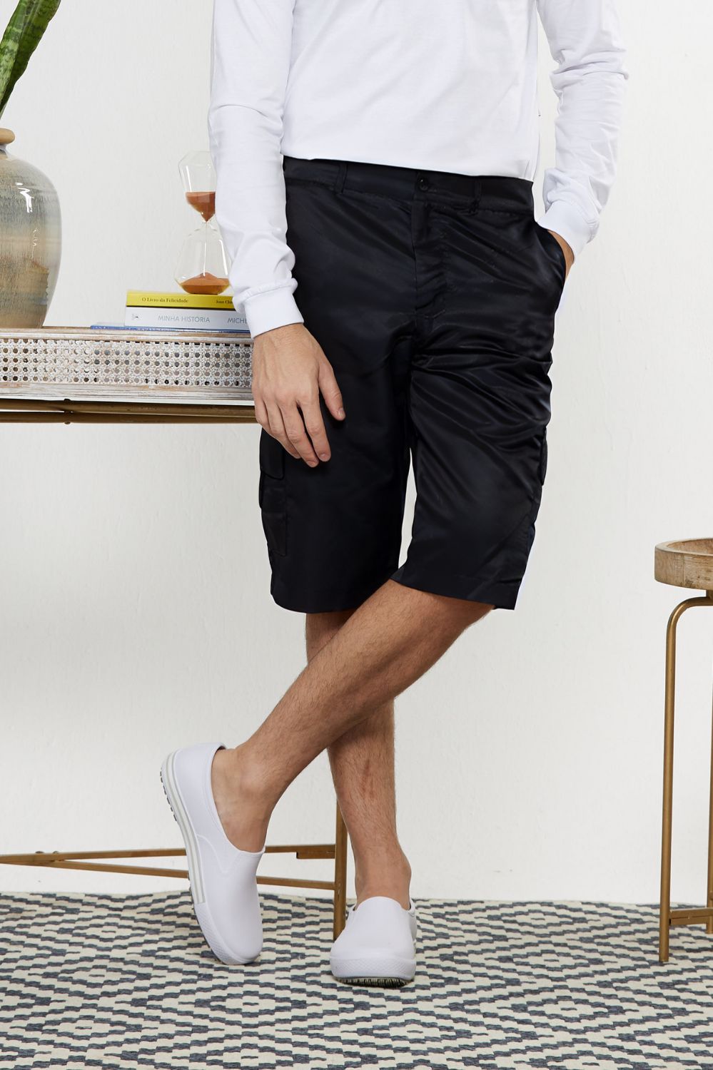 BERMUDA CARGO MICROF PELET 2L-PRETO